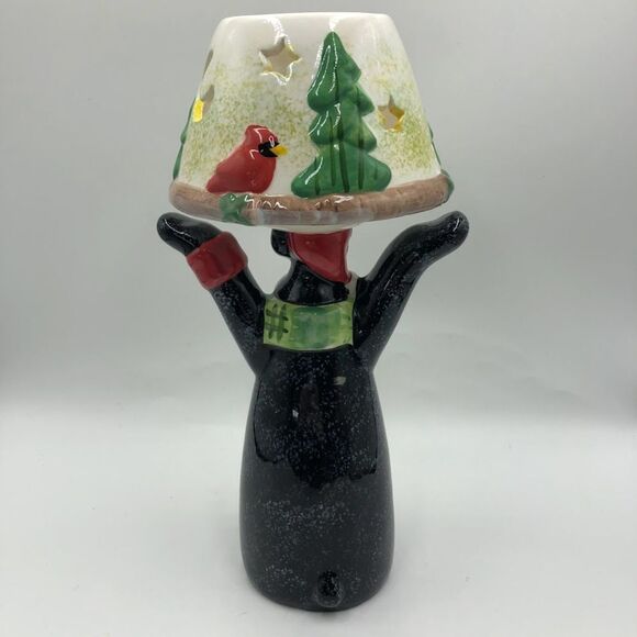 Christmas Polar Bear Ceramic Figurine Votive Tealight Candle Holder Lamp 2 Piece - Picture 4 of 13